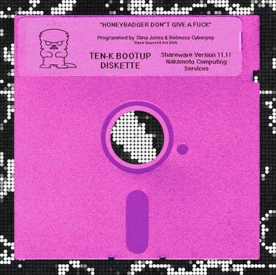 TEN-K THE HONEYBADGER 5.25 FLOPPY BOOT DISK ART. (10K BITCOIN CELEBRATION ART TOKEN)