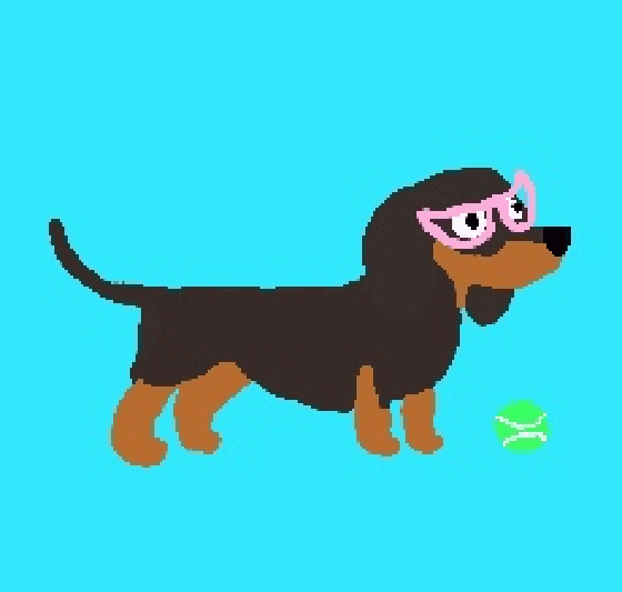 Dachshund with pink glasses