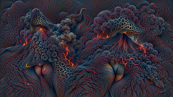 BIOMORPHIC VOLCANICE ERUPTIONS FIRE ELEMENT