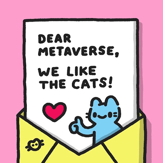 Dear Metaverse, Blue Cat Loves You by Clon (Cool Cats)