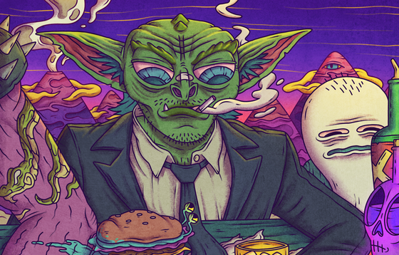 Goblin man with his burger