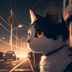 #0028 猫と夜の道路