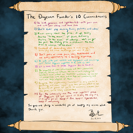 #10: Crappy Dogecoin Doodles: Vision for Dogecoin - The Dogecoin Founder's 10 Commandments (From January 2014)