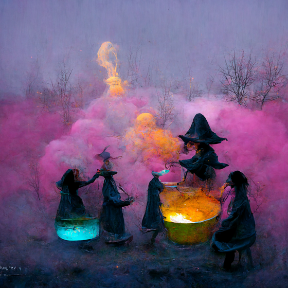 The witches and the colorful fog from Pastel