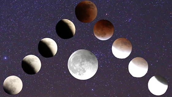 Total Lunar Blood Moon Eclipse Composite - 11 photo composite