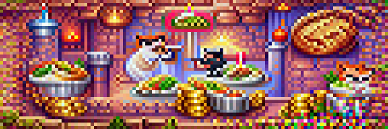 #402 The cats are eating food at a restaurant