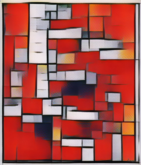 Colourful Shapes by August Macke in the style of Piet Mondrian - art generated using Artificial Intellignece