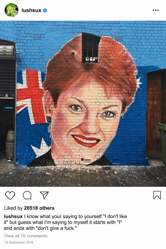 Lushsux #2512 - Mural Pauline Hanson