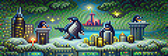 #820 The penguins are saving a city in the night