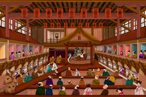 Interior of Nakamura-za Theatre in Edo