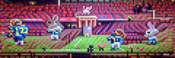 #725 The rabbits are playing fotball in a stadium