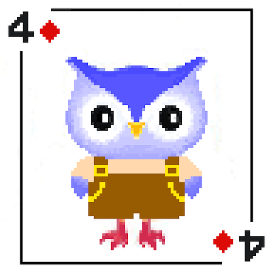 Owl Poker - 4 of Diamonds