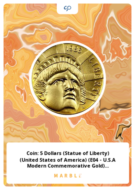 Coin: 5 Dollars (Statue of Liberty) (United States of America) (E04 - U.S.A Modern Commemorative Gold) WCC:km215