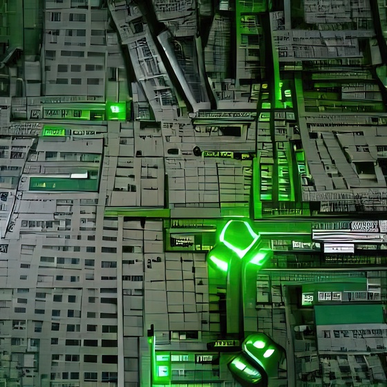 streets of cyberpunk city green light ZQzK35g12P6eqFuGM7Ly