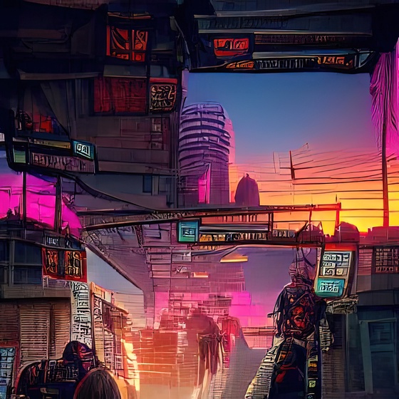 streets of cyberpunk city at sunset uTIhqWPJyh7IaECKr0k0