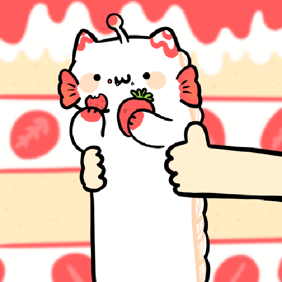 Long long Deep fish strawberry cake cat #G004