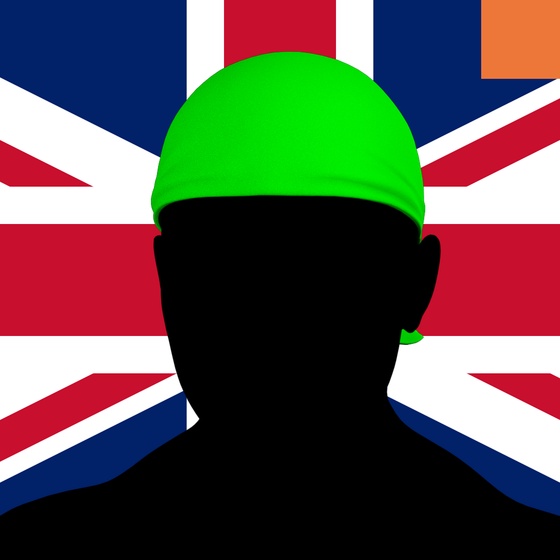 Villain #313 - The Green Durag Villain on the British background with the Original Accent