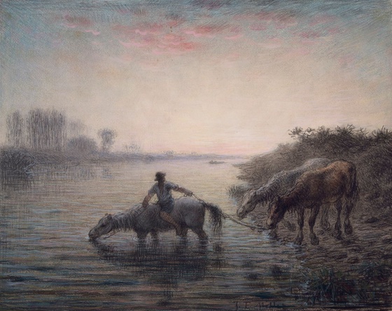 Watering Horses, Sunset