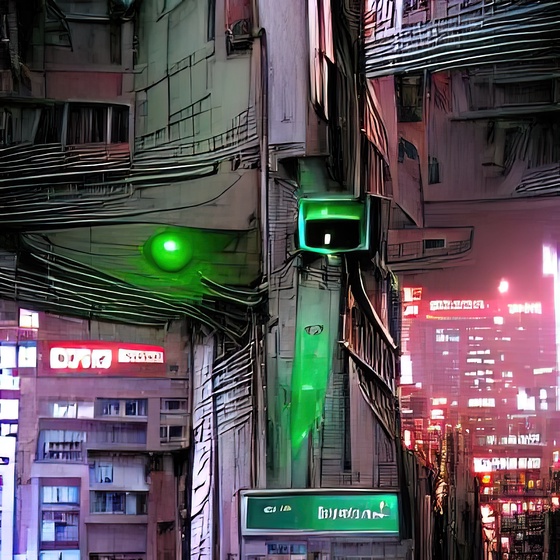 streets of cyberpunk city green light aRm3GNufr7zrMbKVBpKo