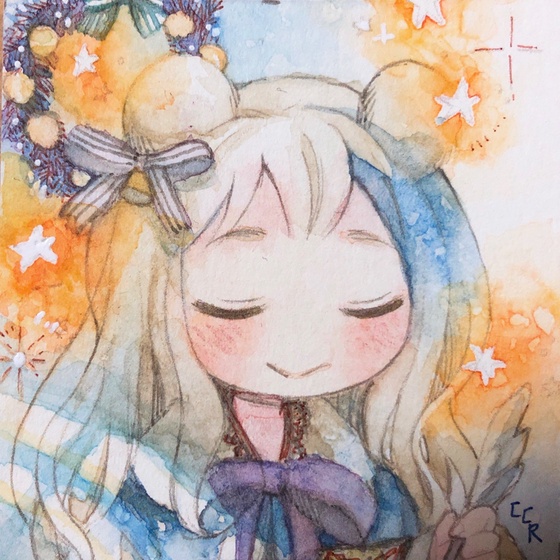 Watercolor Winter Girl #3