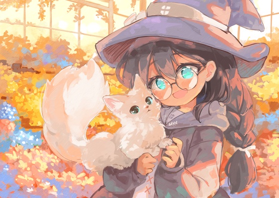 Student witch and cat