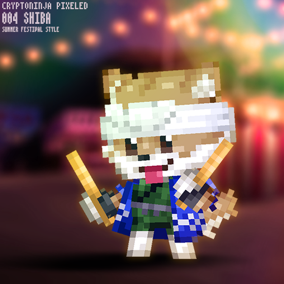 CryptoNinja Pixeled #004 - SHIBA "SUMMER FESTIVAL STYLE"