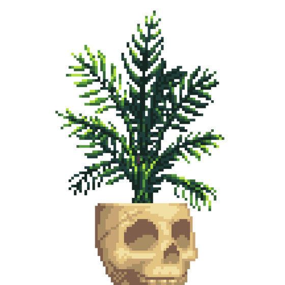 Areca Palm in Bone Skull pot