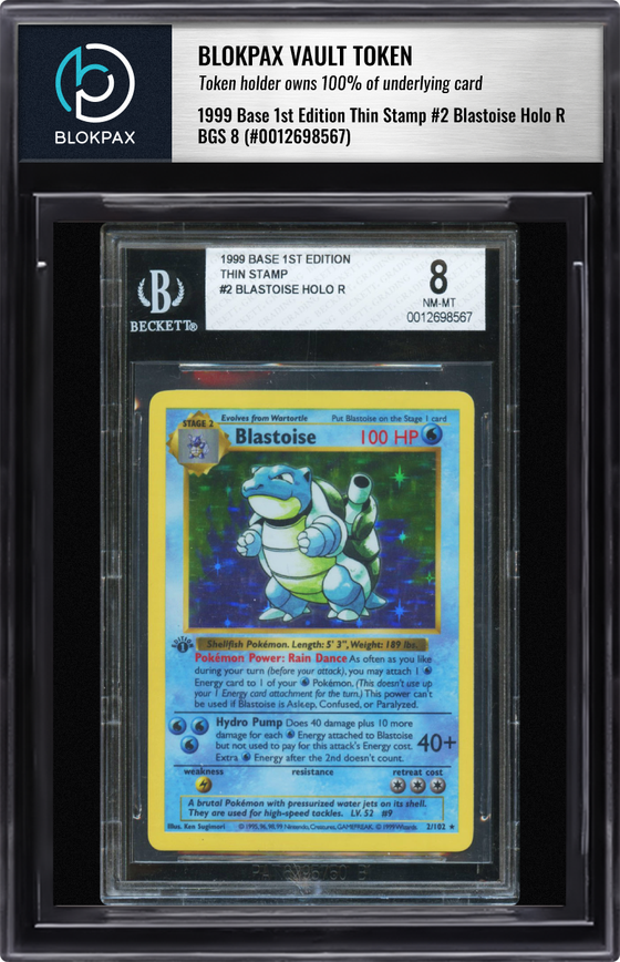 1999 Pokémon Blastoise #2 - BGS 8 (Cert: 12698567)