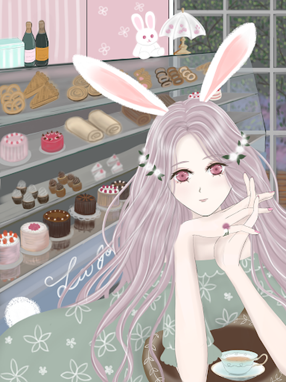 Rabbit girl "Chloe" Enjoy tea time